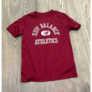 New Balance Youth Boys Logo Print T-Shirt Short Sleeve Crewneck Red Size 10